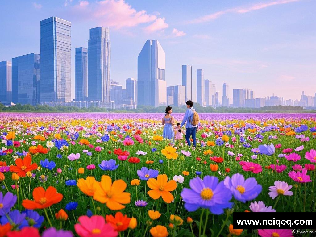 缤纷画卷：花海中的亲子绮梦