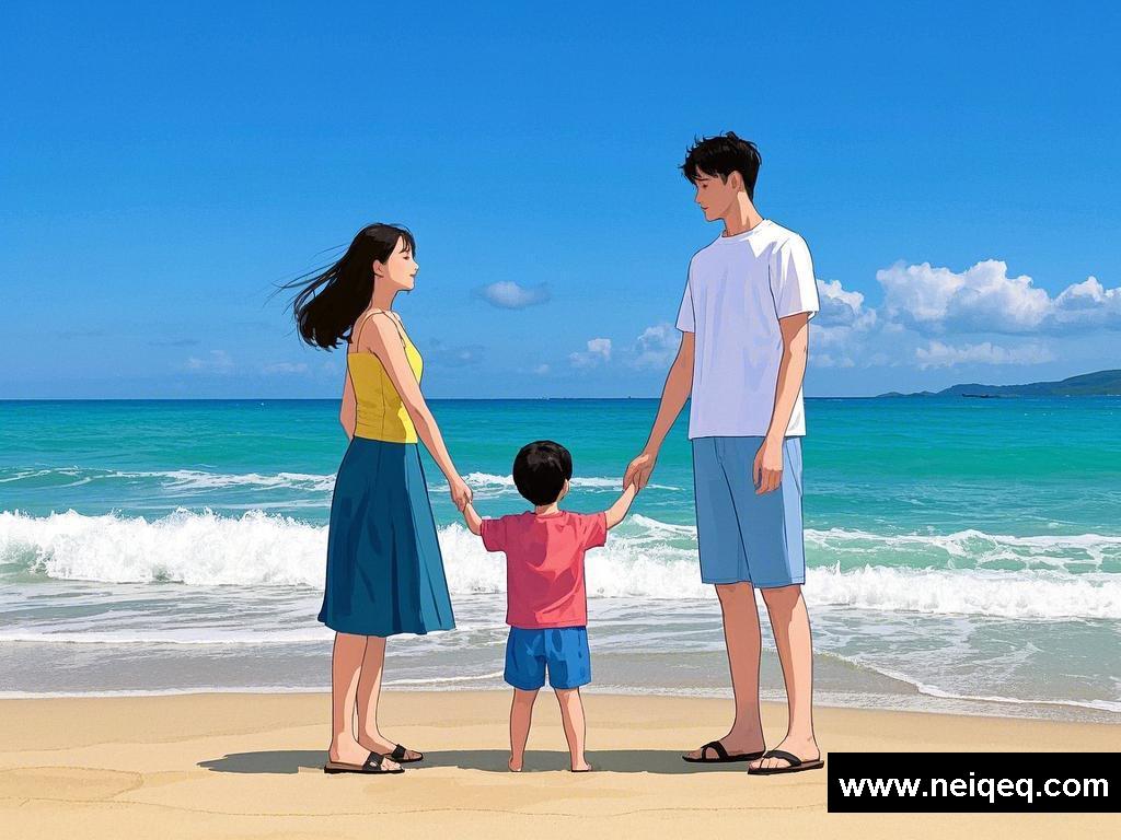 沙滩之上情渐生