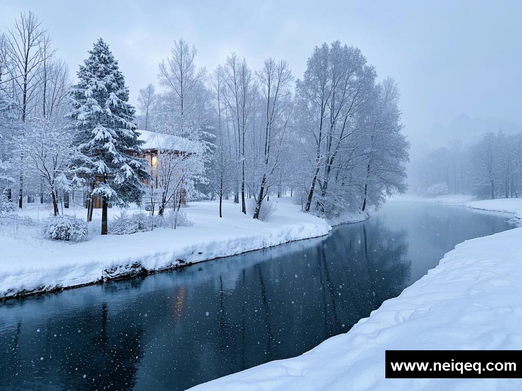 雾霭雪景之美